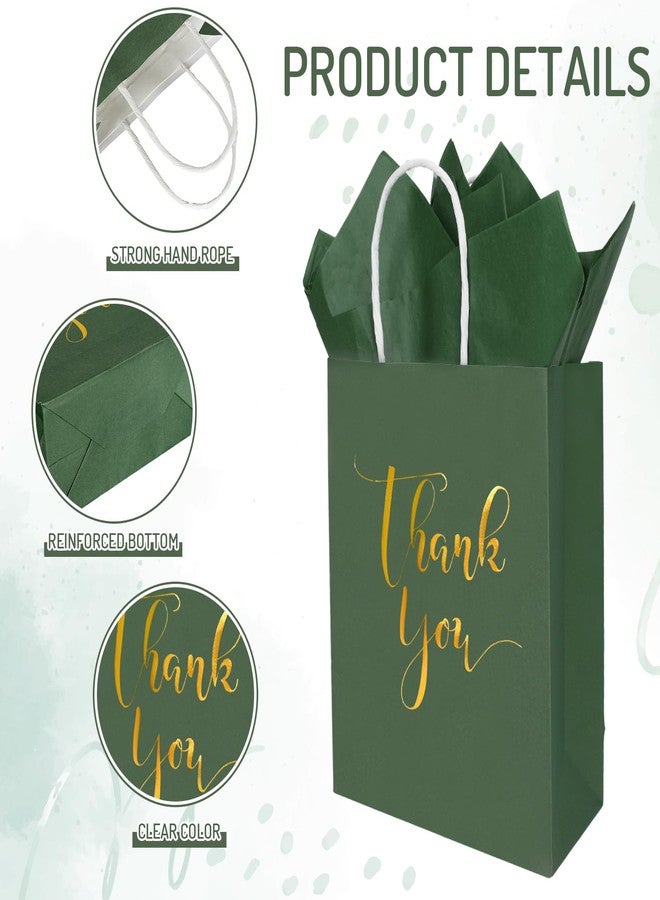 وولاين مجموعة Whaline من 30 كيس هدايا ورقي بلون أخضر فاتح، 3 ألوان، أكياس هدايا عيد الأم مزينة برقائق ذهبية، مع مقبض، 40 ورقة مناديل ورقية لحفلات الزفاف وأعياد الميلاد، وتغليف هدايا حفلات One Lucky Duck. - Image 3